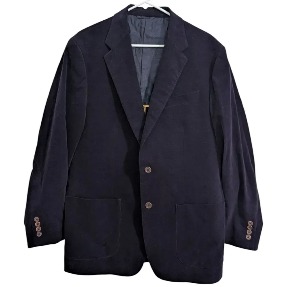 Robert Talbott Carmel Navy Pinwale Corduroy Two Button Sport Coat Blazer Mens XL